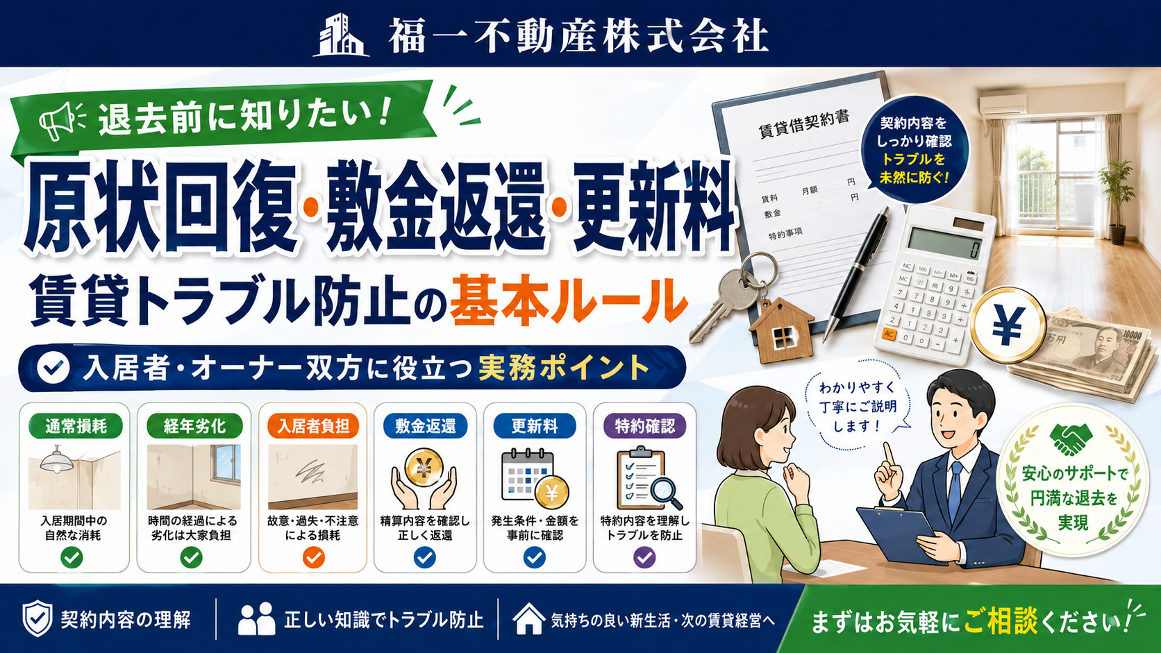 原状回復と退去費用を正しく理解!敷金返還や更新料など賃貸トラブルを防ぐ方法の画像