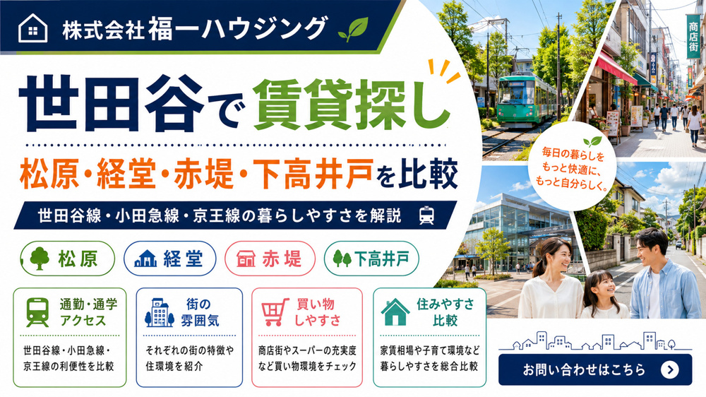 松原 賃貸で叶える暮らしやすさとは？経堂 賃貸赤堤 賃貸下高井戸 賃貸世田谷線 賃貸の選び方の画像
