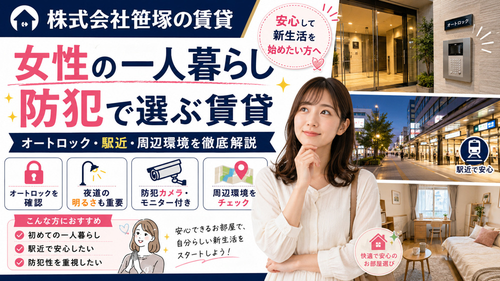女性の一人暮らし賃貸は安全？オートロックと防犯を重視した女性向け駅近賃貸の選び方の画像