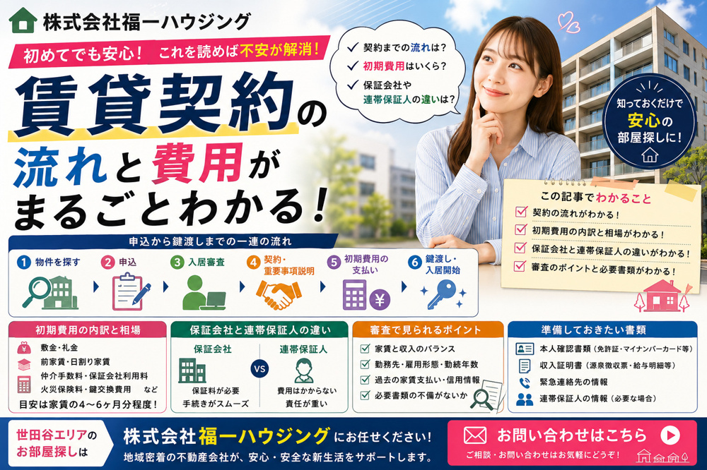 賃貸契約の流れと審査は大丈夫？初期費用と保証会社連帯保証人の基礎知識の画像