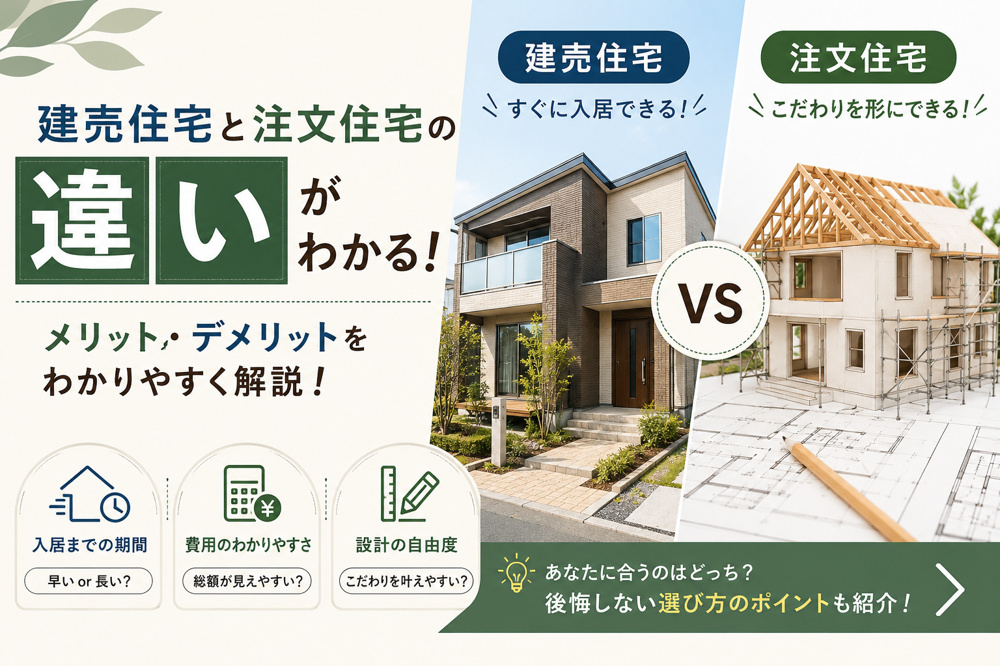 建売住宅と注文住宅の違いが分かる！－メリット・デメリットをわかりやすく解説－の画像