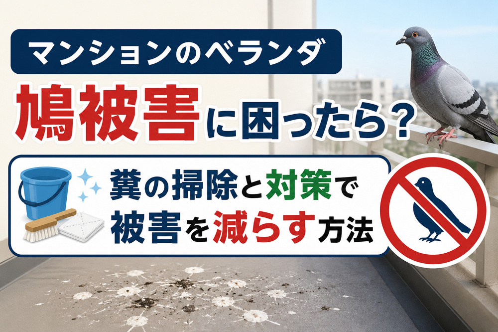 マンションのベランダ鳩被害に困ったら？糞の掃除と対策で被害を減らす方法の画像