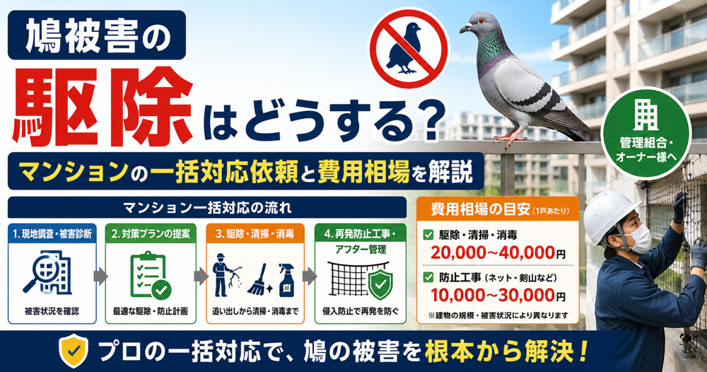 鳩被害の駆除はどうする？マンションの一括対応依頼と費用相場を解説の画像
