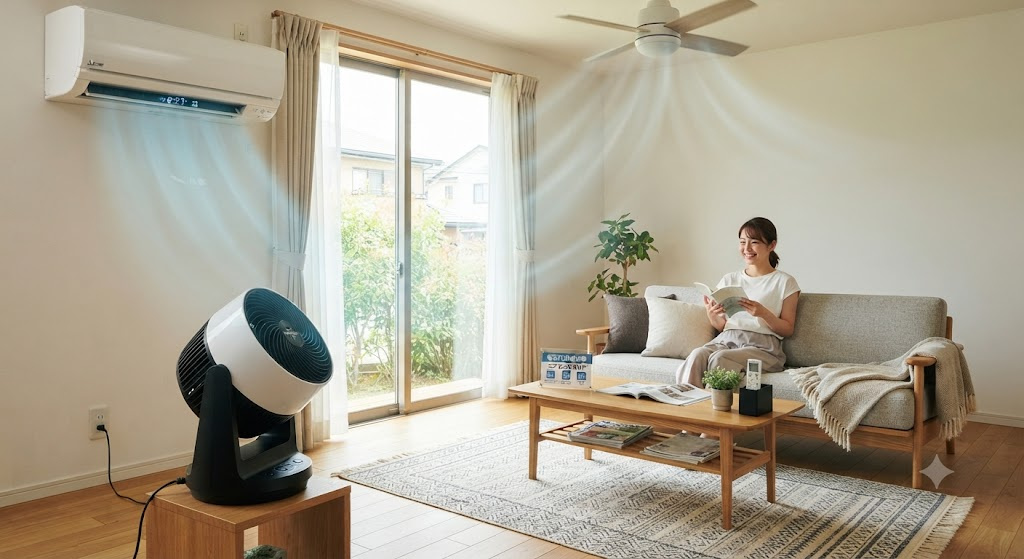 電気代削減に役立つエアコン効率アップ術!賃貸の東小金井でサーキュレーター活用法を解説の画像