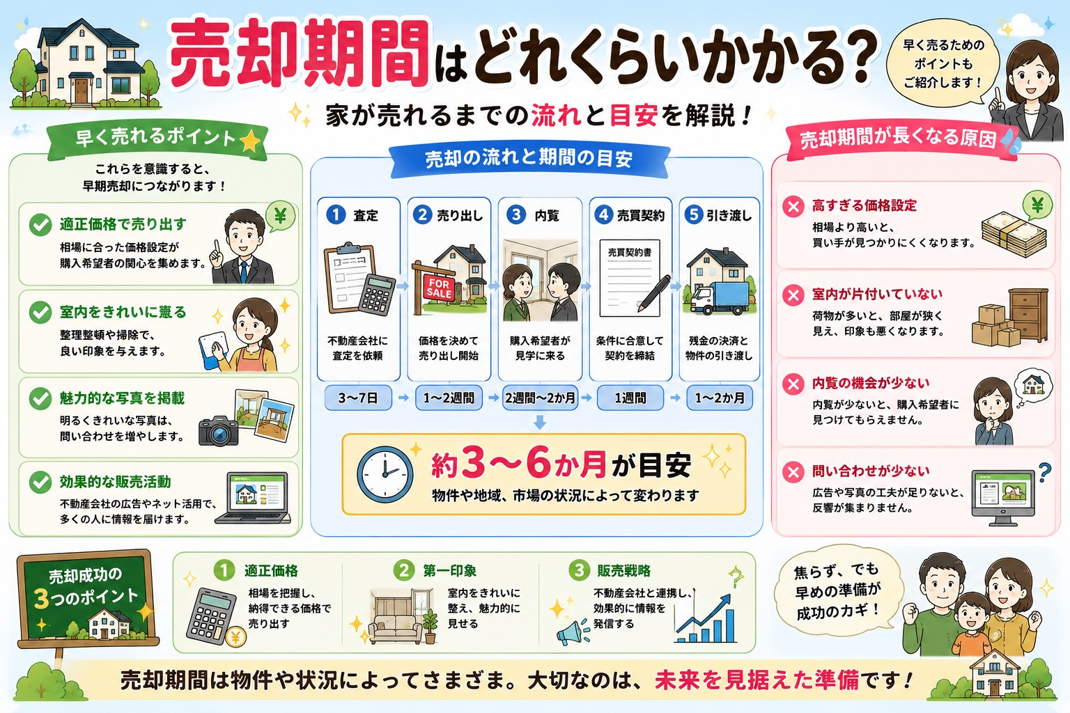 売却期間はどれくらいかかる？｜家が売れるまでの流れと目安を解説！の画像