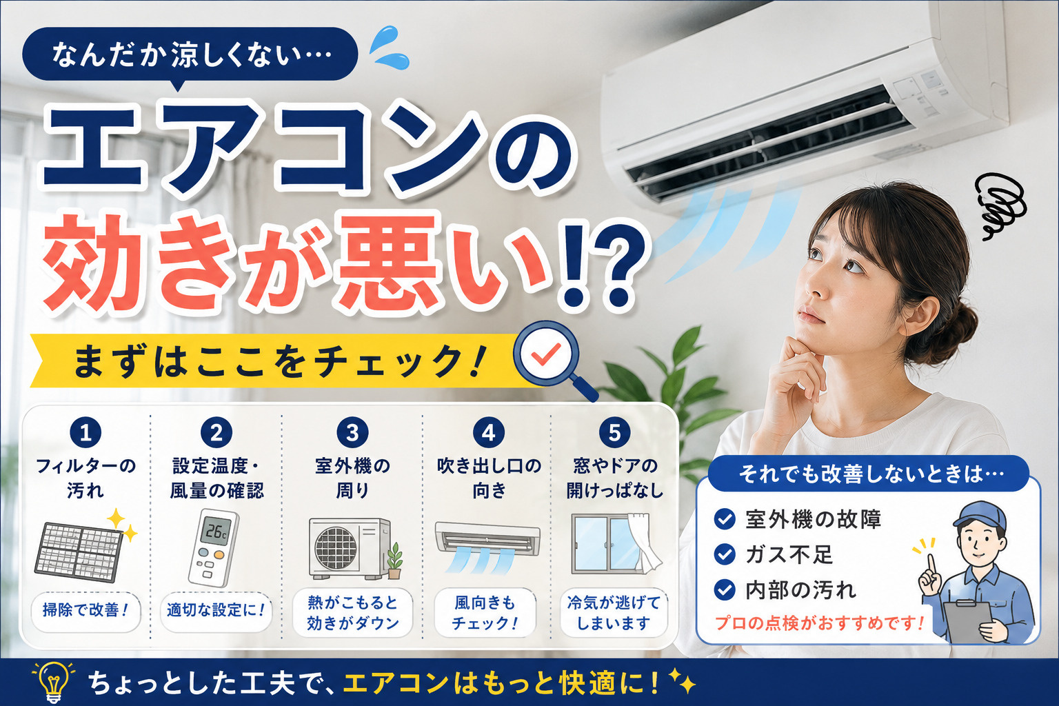 エアコンの効きが悪い!?まず試してほしい5つのチェックポイントの画像