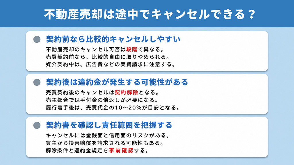 不動産売却は途中でキャンセルできる？