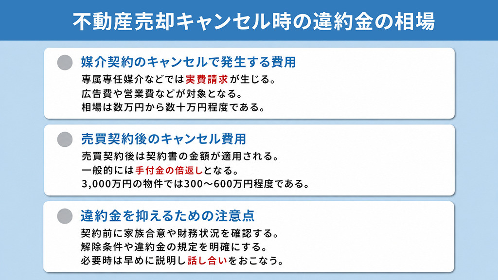 不動産売却キャンセル時の違約金の相場