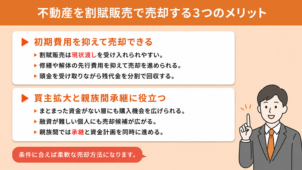 不動産を割賦販売で売却する3つのメリット