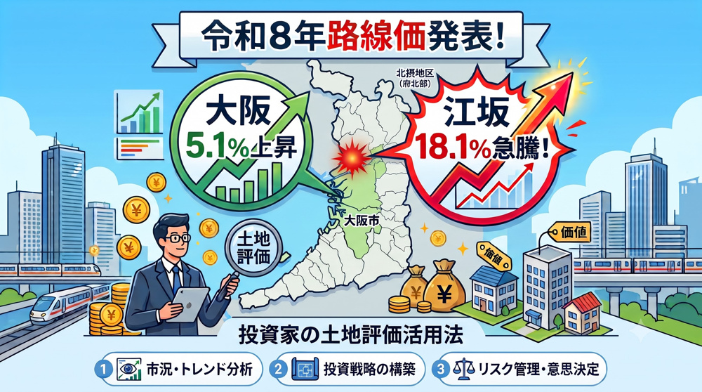 令和8年路線価発表！大阪5.1%上昇＆江坂18.1%急騰から学ぶ投資家の土地評価活用法の画像
