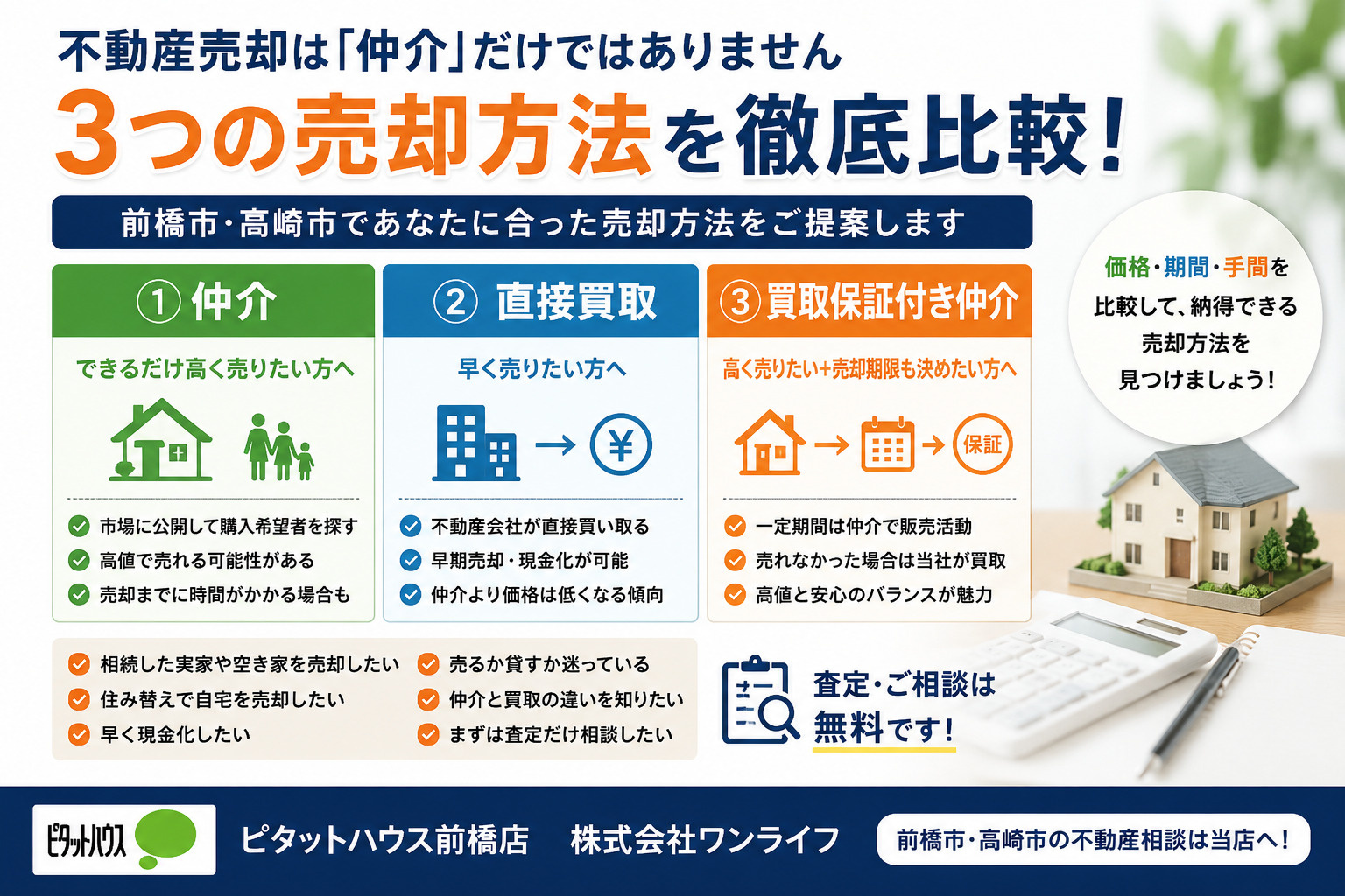 不動産売却は「仲介」だけではありません 前橋市・高崎市で比較したい3つの売却方法の画像