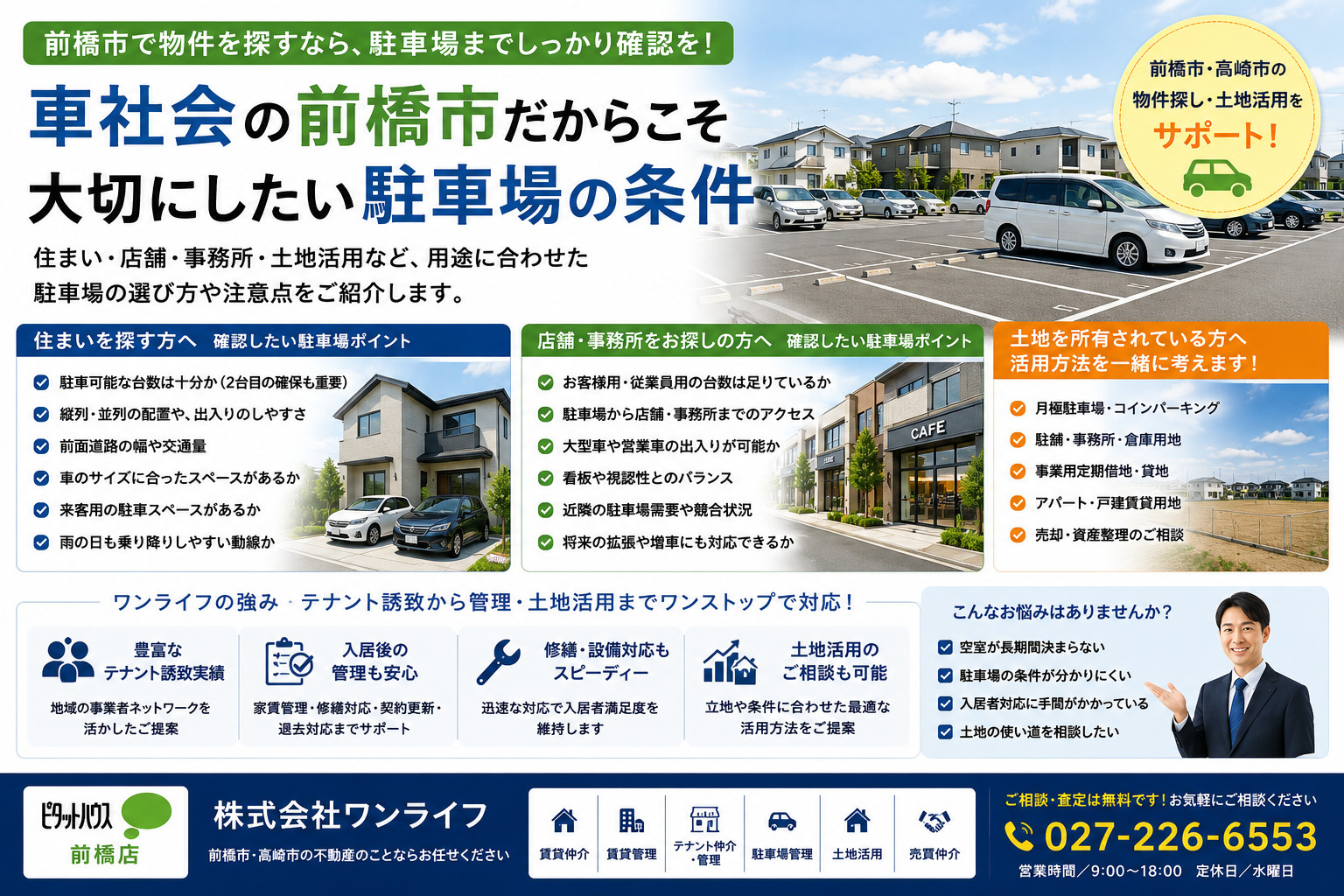 前橋市で物件を選ぶなら「駐車場」まで確認しましょう 住まい・店舗・事務所探しで見落としやすい、車移動のポイントの画像