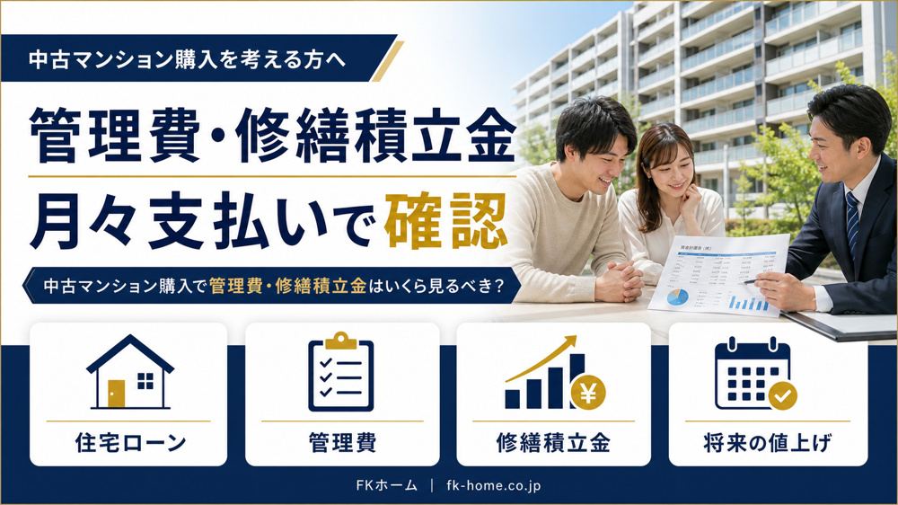 中古マンション購入で管理費・修繕積立金はいくら見るべき？月々支払いで確認したいポイントの画像