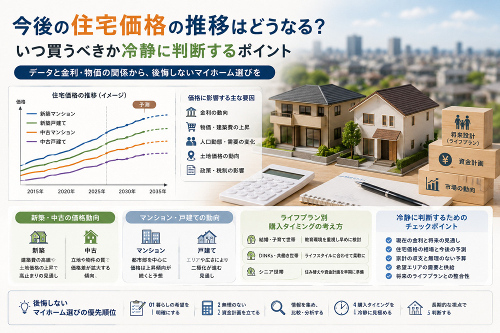 今後の住宅価格の推移はどうなる？いつ買うべきか冷静に判断するポイントの画像