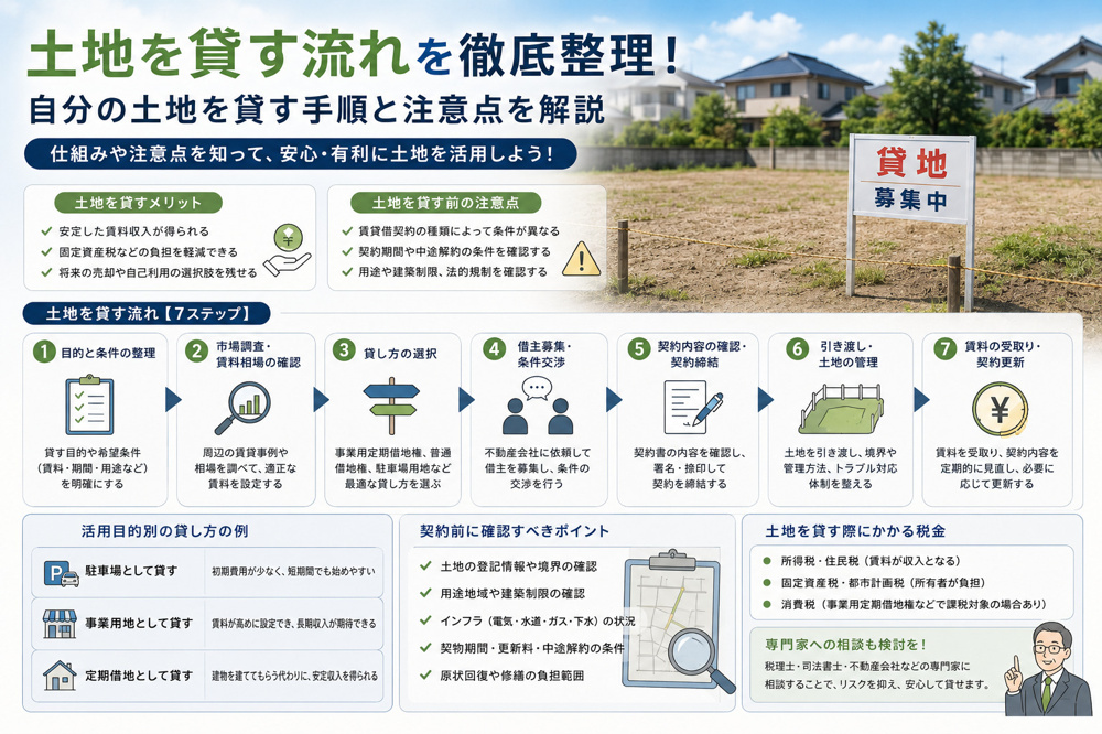 土地を貸す流れを徹底整理！自分の土地を貸す手順と注意点を解説の画像