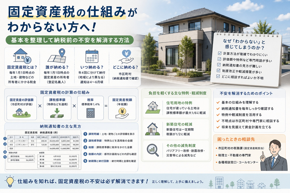 固定資産税の仕組みがわからない方へ！基本を整理して納税前の不安を解消する方法の画像