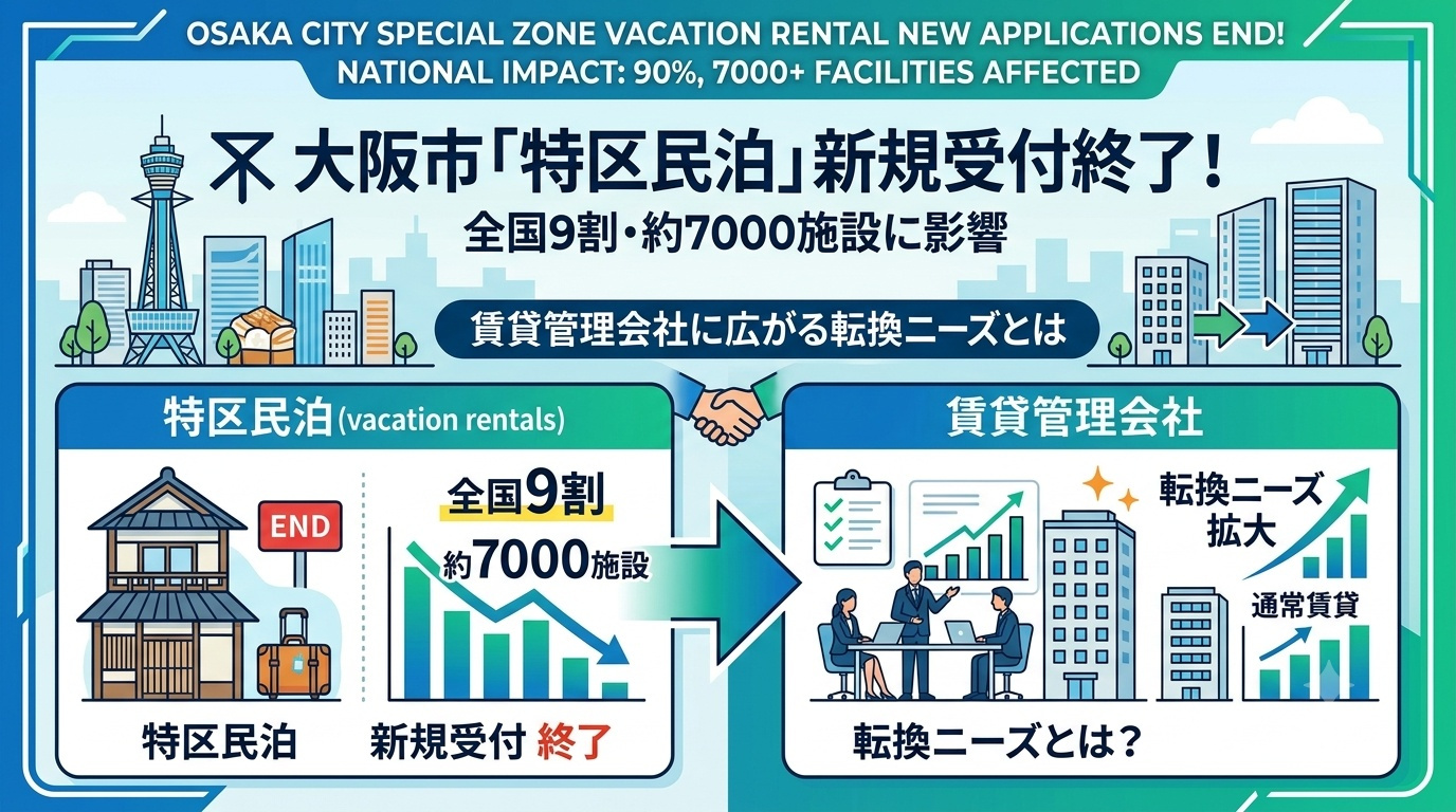 大阪市「特区民泊」新規受付が終了！全国9割・約7000施設に影響——賃貸管理会社に広がる転換ニーズとはの画像