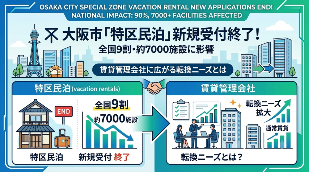 大阪市「特区民泊」新規受付が終了！全国9割・約7000施設に影響——賃貸管理会社に広がる転換ニーズとはの画像