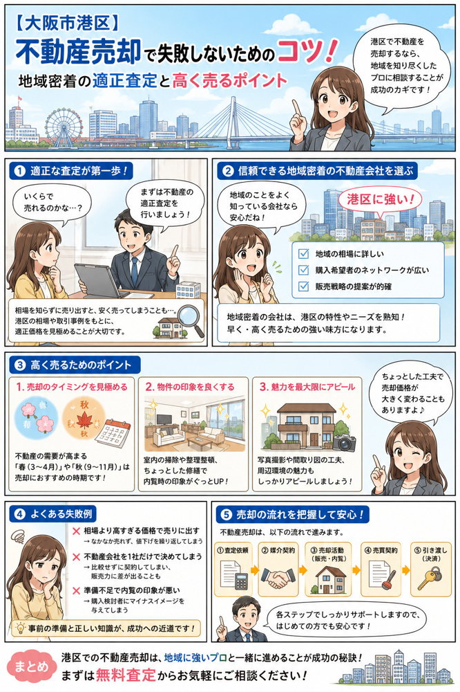 【大阪市港区】不動産売却で失敗しないためのコツ！地域密着の適正査定と高く売るポイントの画像