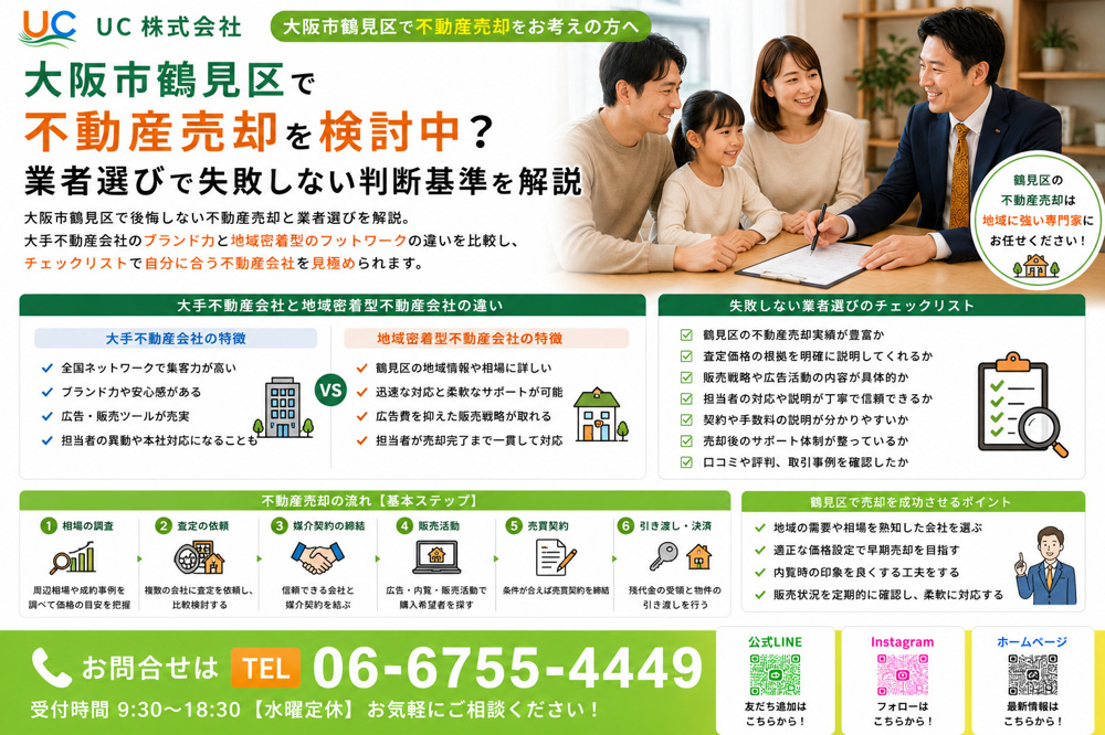 大阪市鶴見区で不動産売却を検討中？業者選びで失敗しない判断基準を解説の画像