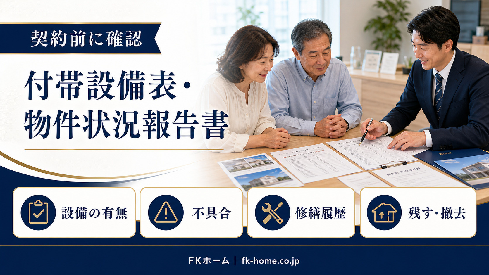 不動産売買契約前に確認したい付帯設備表・物件状況報告書とは？トラブルを防ぐチェックポイントの画像