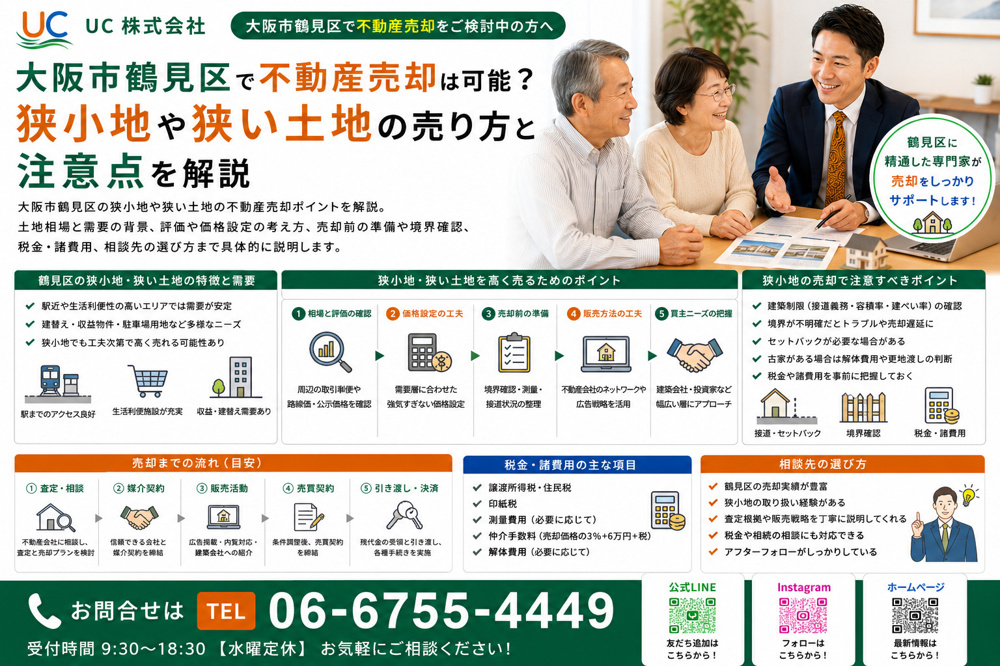 大阪市鶴見区で不動産売却は可能？狭小地や狭い土地の売り方と注意点を解説の画像