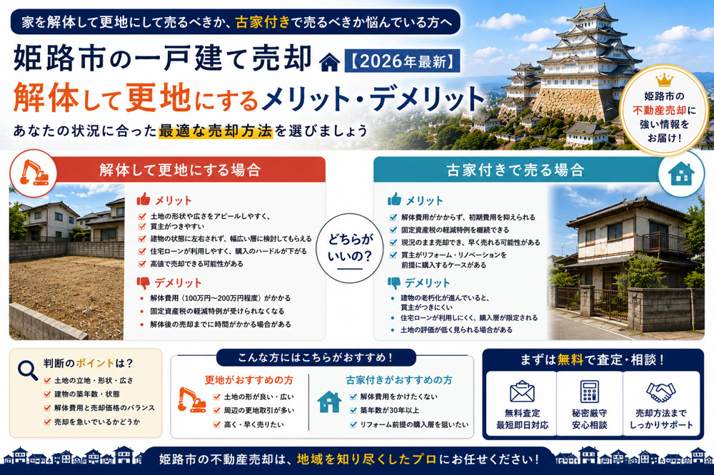 姫路市の一戸建て売却【2026年最新】｜解体して更地にするメリット・デメリットの画像