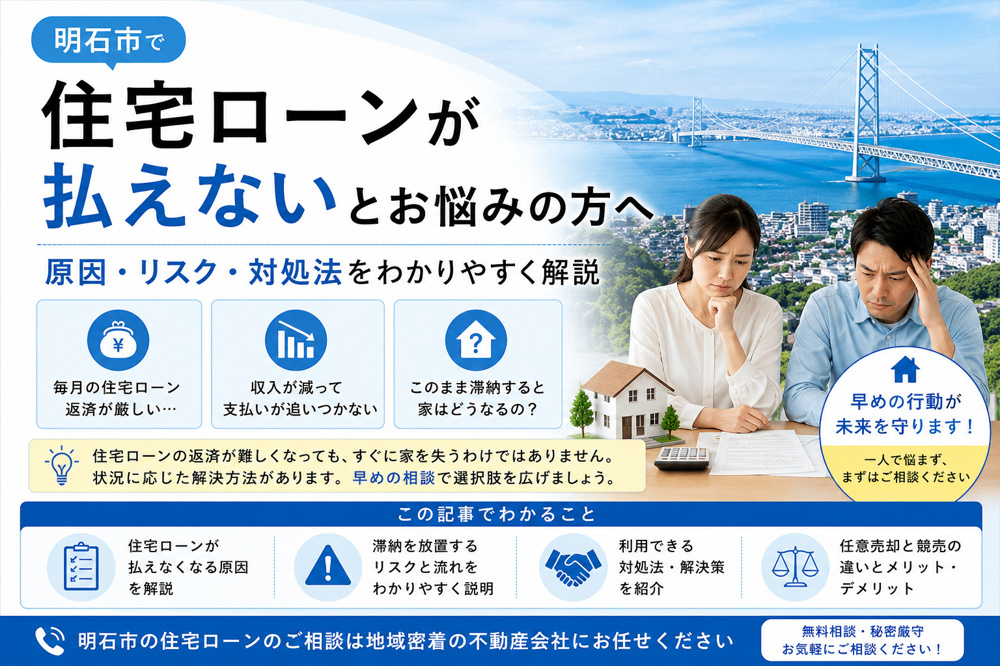 明石市で住宅ローンが払えないときの対処法｜任意売却・競売との違いもわかりやすく解説の画像