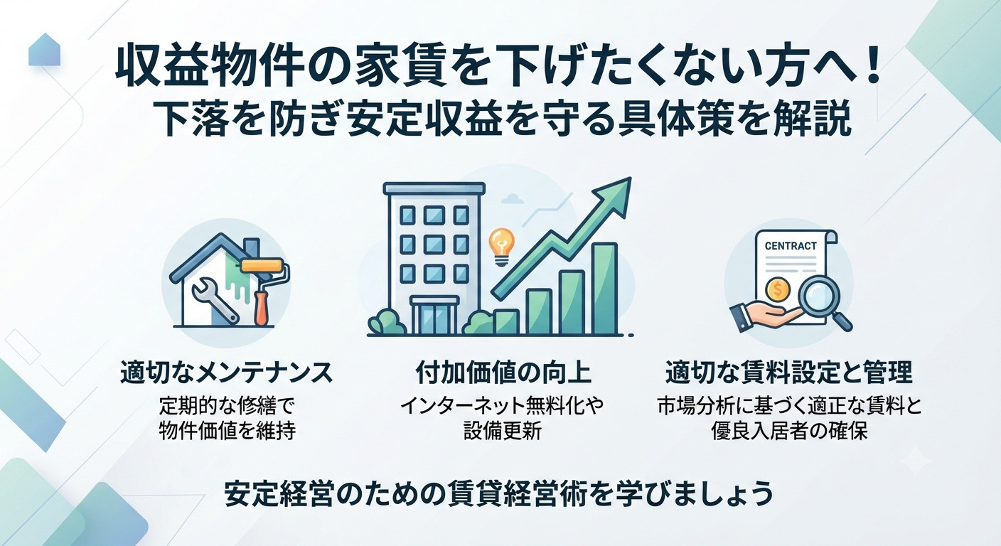 収益物件の家賃を下げたくない方へ!下落を防ぎ安定収益を守る具体策を解説の画像