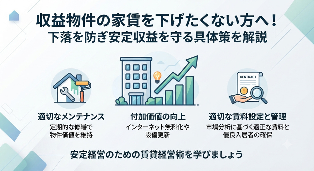 収益物件の家賃を下げたくない方へ！下落を防ぎ安定収益を守る具体策を解説の画像