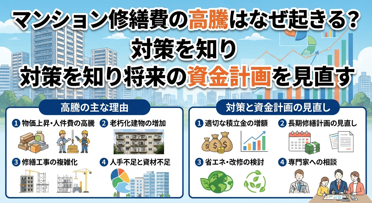 マンション修繕費の高騰はなぜ起きる?対策を知り将来の資金計画を見直すの画像