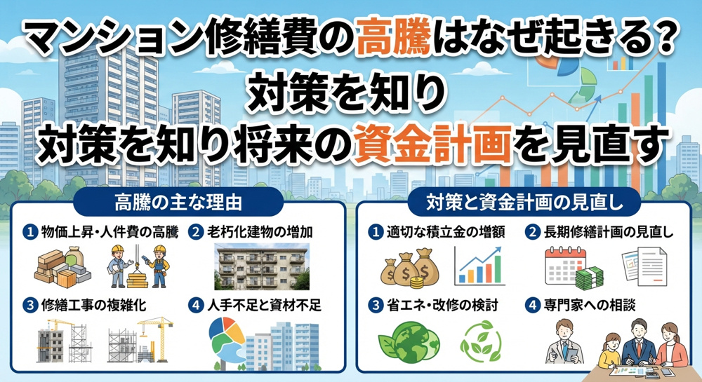 マンション修繕費の高騰はなぜ起きる？対策を知り将来の資金計画を見直すの画像