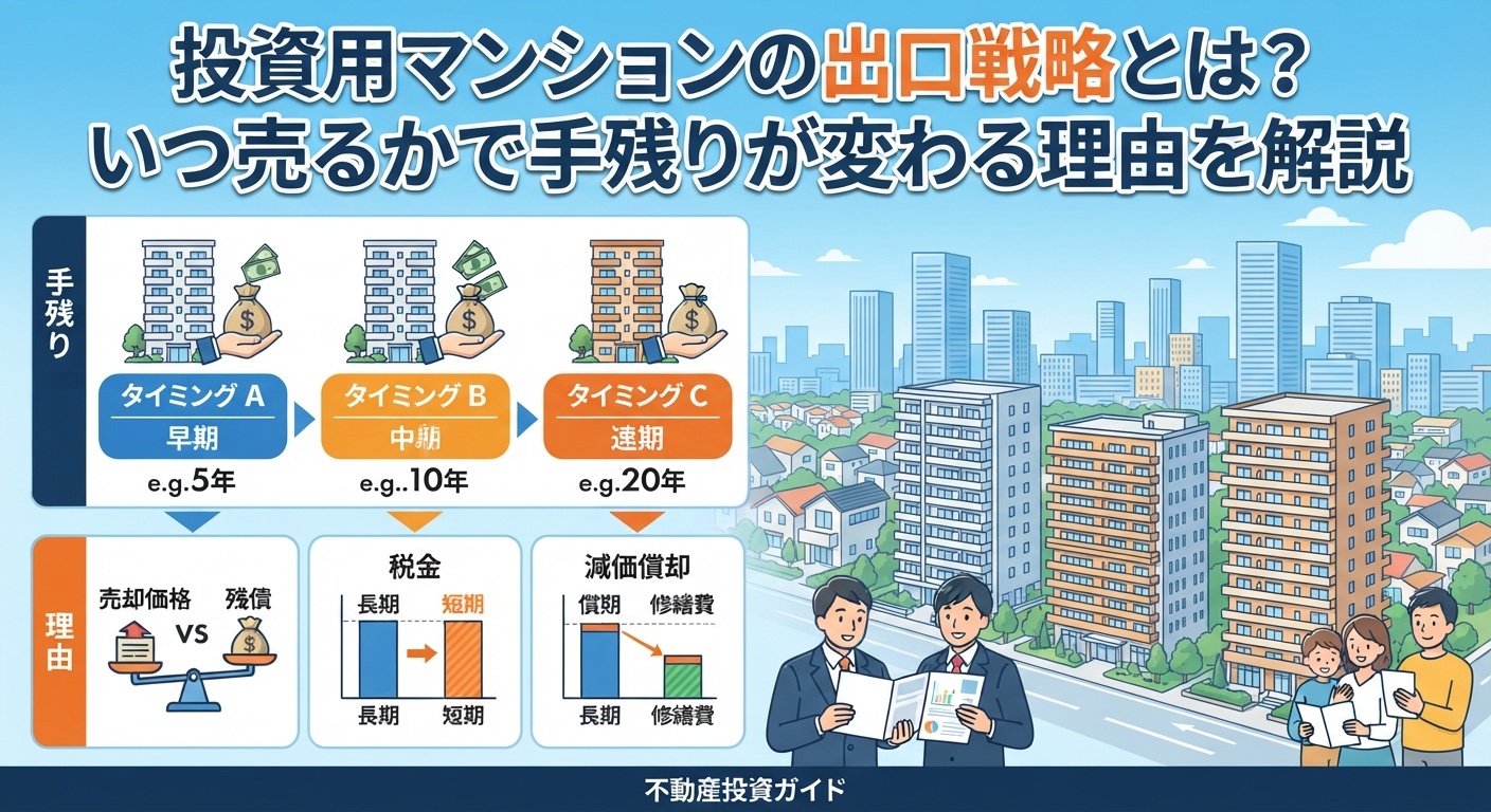 投資用マンションの出口戦略とは?いつ売るかで手残りが変わる理由を解説の画像
