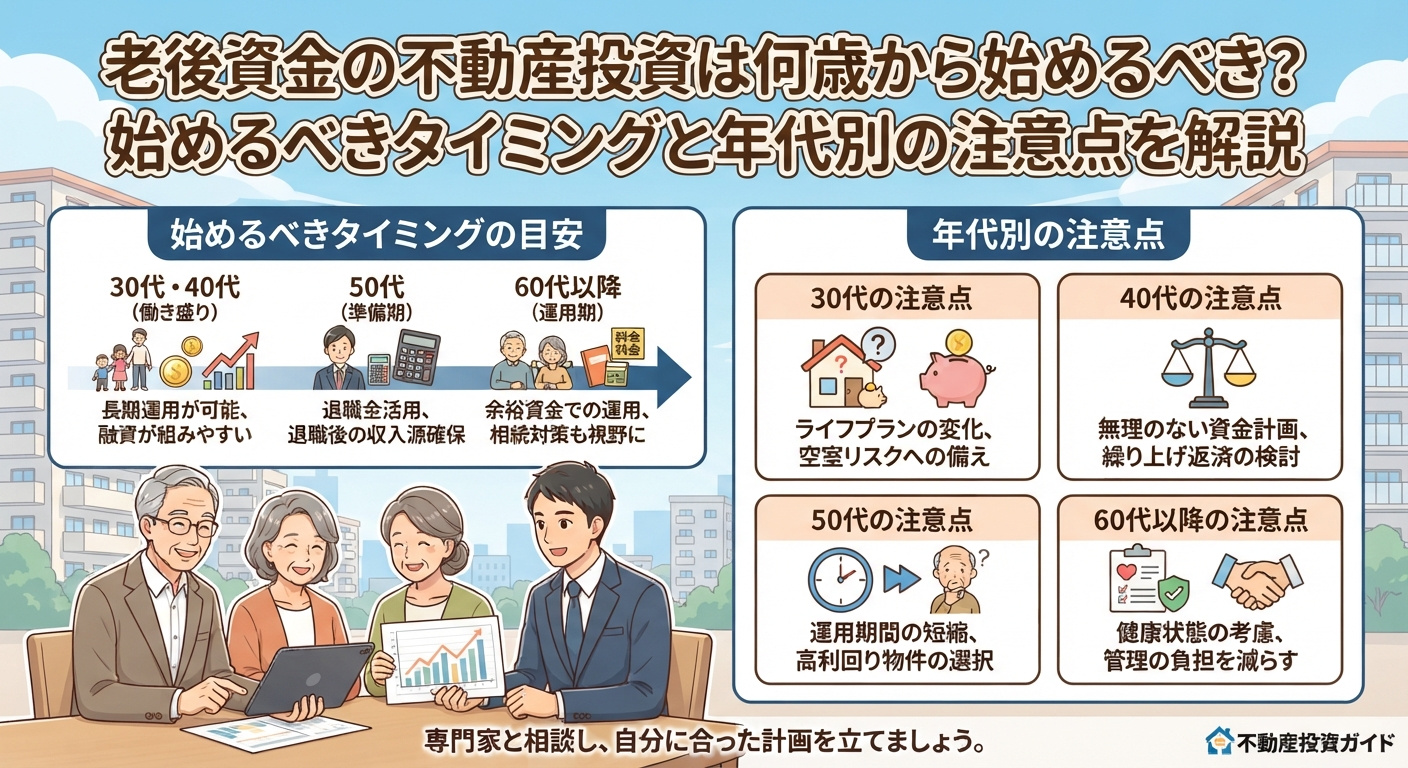老後資金の不動産投資は何歳から始めるべき?始めるべきタイミングと年代別の注意点を解説の画像