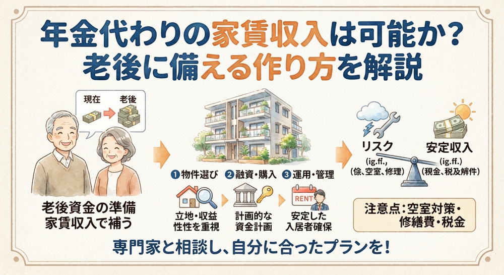 年金代わりの家賃収入は可能か？老後に備える作り方を解説の画像