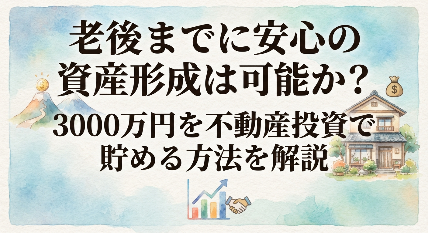 老後までに安心の資産形成は可能か？3000万円を不動産投資で貯める方法を解説の画像