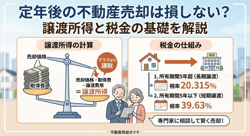 定年後の不動産売却は損しない？譲渡所得と税金の基礎を解説の画像