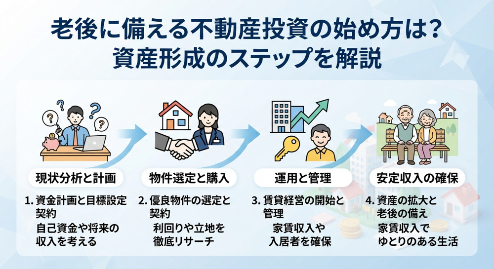 老後に備える不動産投資の始め方は？資産形成のステップを解説の画像