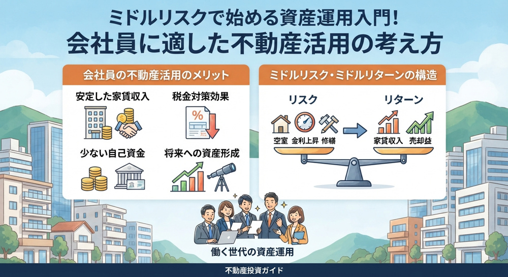 ミドルリスクで始める資産運用入門！会社員に適した不動産活用の考え方の画像