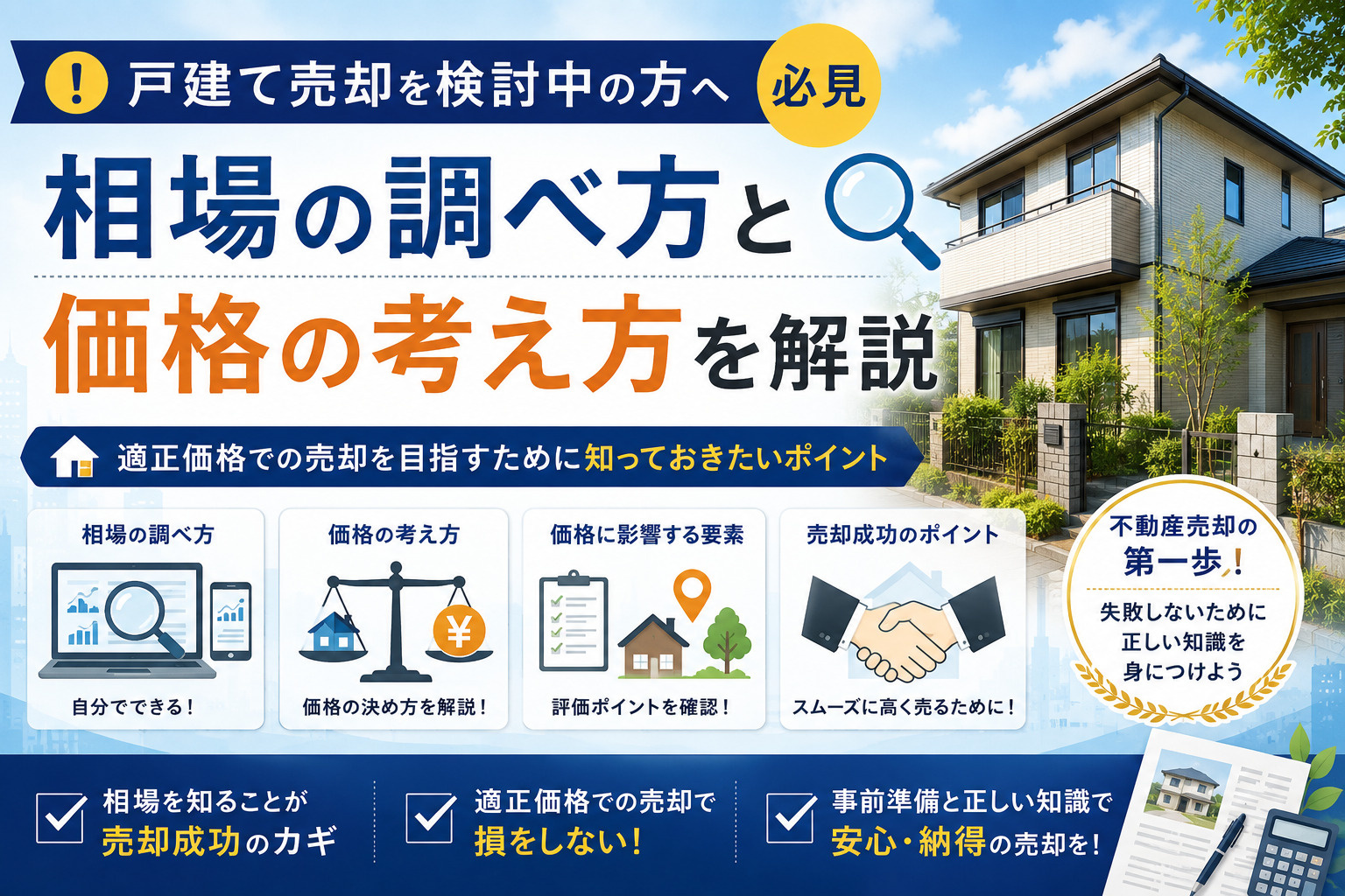 戸建て売却を検討中の方へ必見 相場の調べ方と価格の考え方を解説の画像