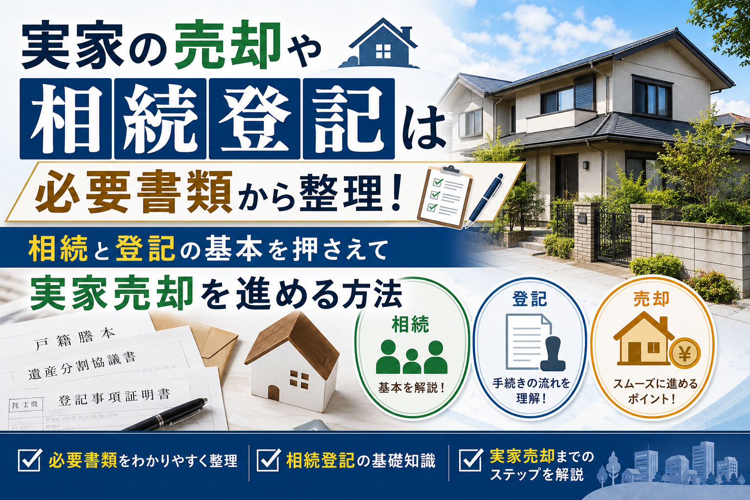 実家の売却や相続登記は必要書類から整理!相続と登記の基本を押さえて実家売却を進める方法の画像