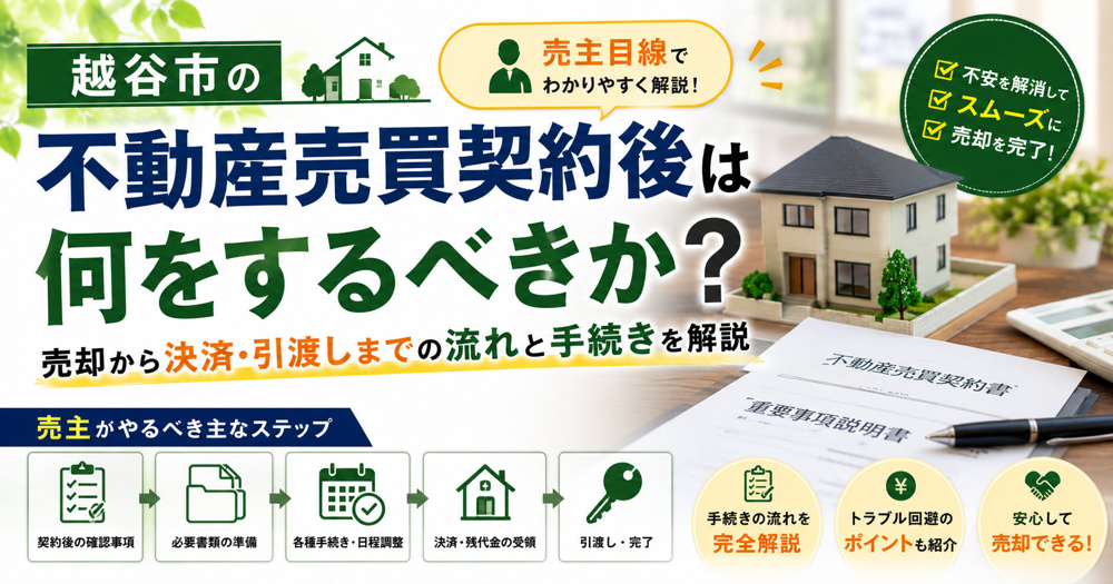 越谷市の不動産売買契約後は何をするべきか？売却から決済引渡しまでの流れと手続きを解説の画像