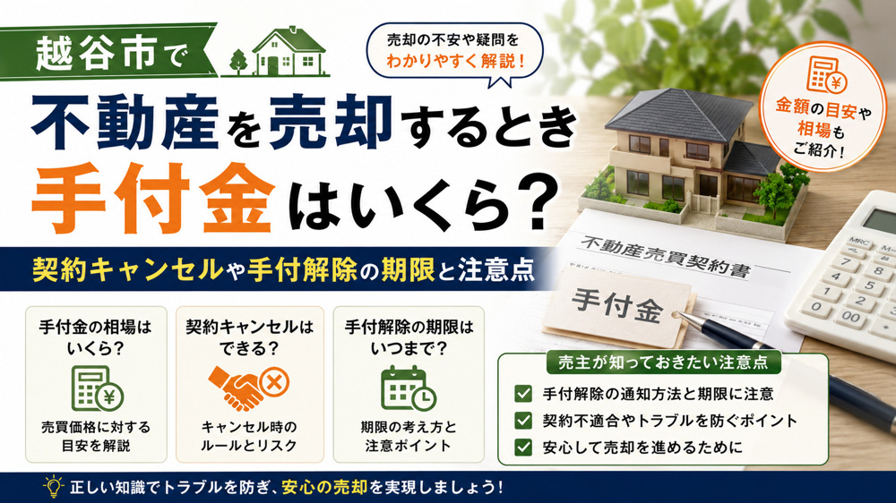 越谷市で不動産を売却するとき手付金はいくら？契約キャンセルや手付解除の期限と注意点の画像