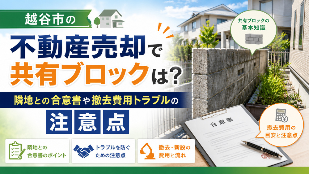 越谷市の不動産売却で共有ブロックは？隣地との合意書や撤去費用トラブルの注意点の画像