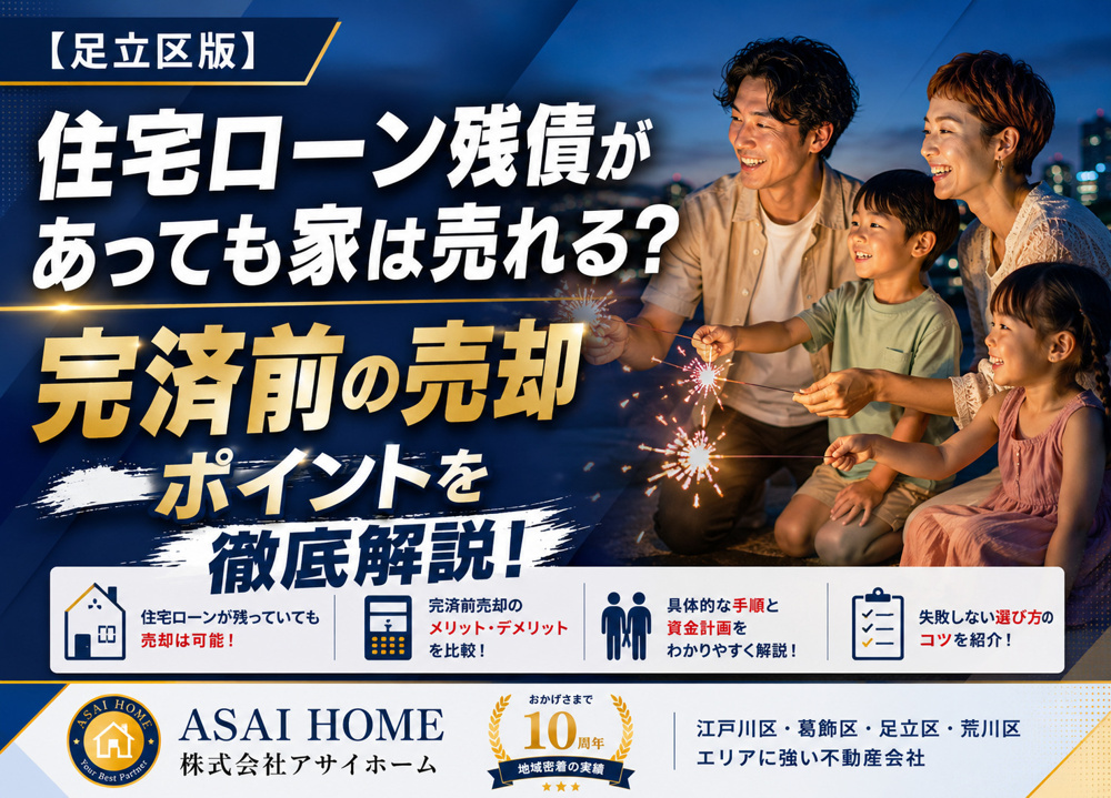 【足立区版】住宅ローン残債があっても家は売れる？完済前の売却ポイントを徹底解説！の画像