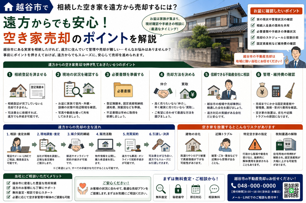越谷市で相続した空き家を遠方から売却するには？お盆に確認したいポイントを解説の画像