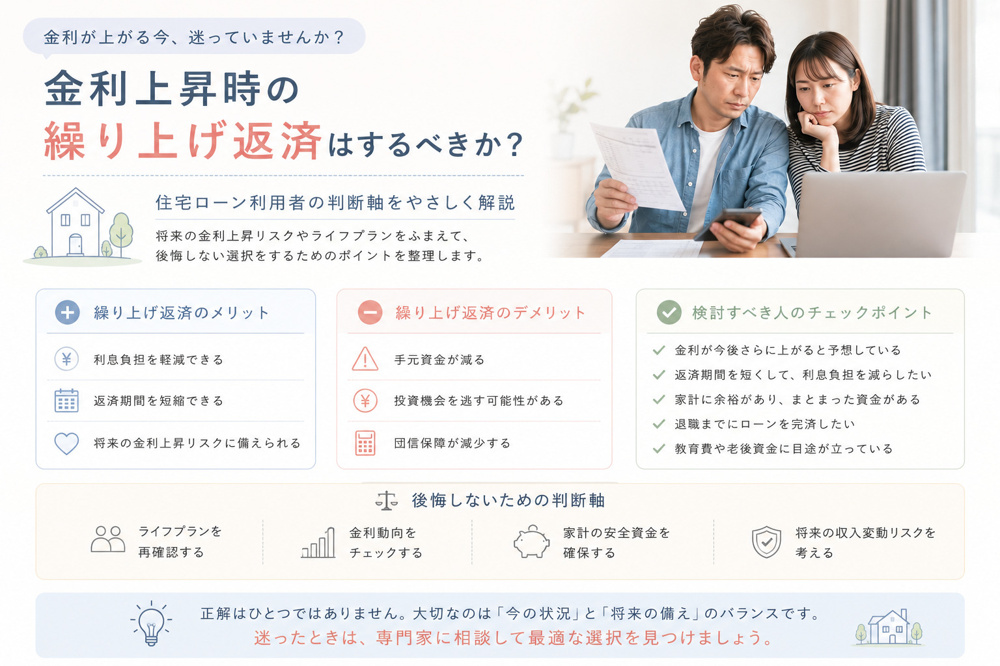 金利上昇時の繰り上げ返済はするべきか？住宅ローン利用者の判断軸を解説の画像