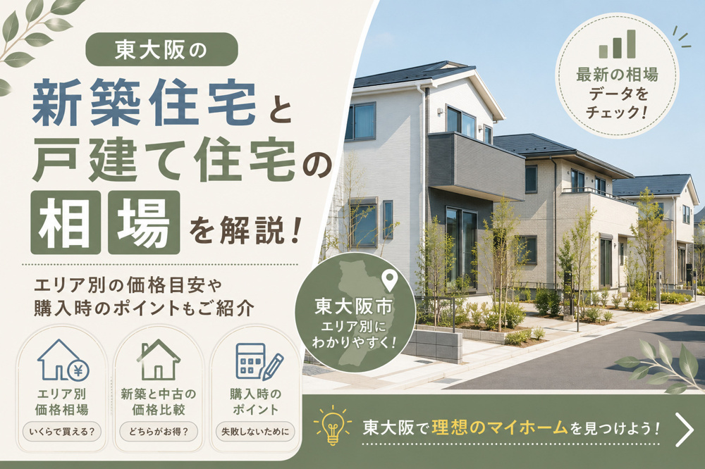 東大阪市の戸建相場｜新築・中古の最新価格を築年数別に解説【2026年】の画像