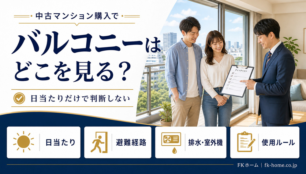 中古マンション購入でバルコニーはどこを見る？専用使用部分・避難経路・使い方の確認ポイントの画像