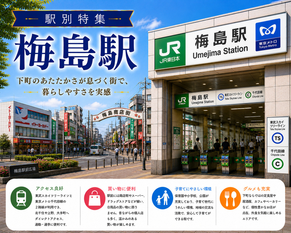 駅別特集｜梅島駅は住みやすい？賃貸相場・治安・交通アクセスを不動産会社が解説の画像